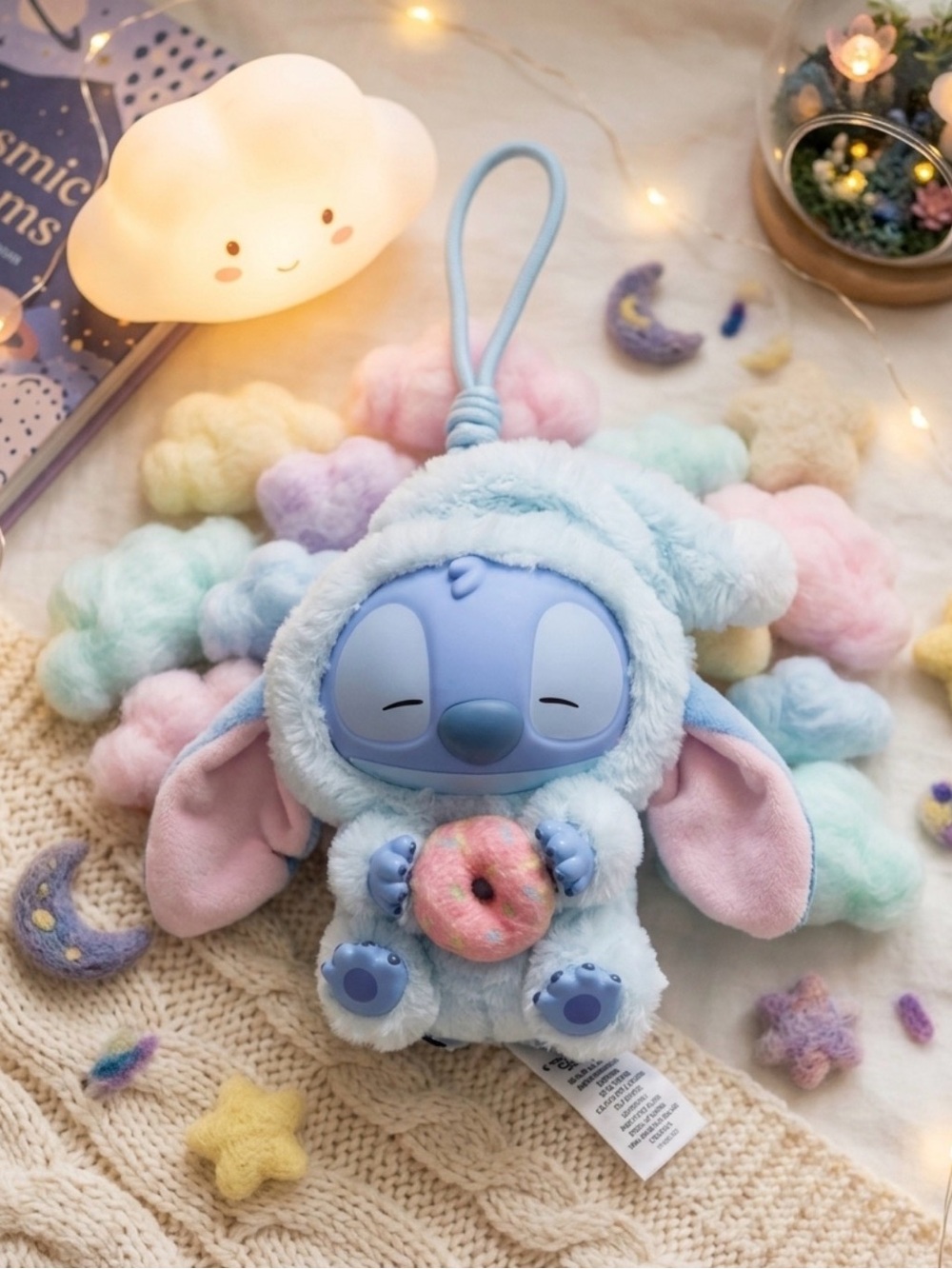 Disney Stitch with Donut Plush Clip-On Miniso Eat Before Sleep